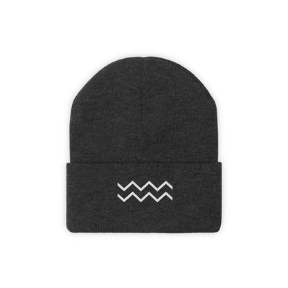 White Ripple Knit Beanie