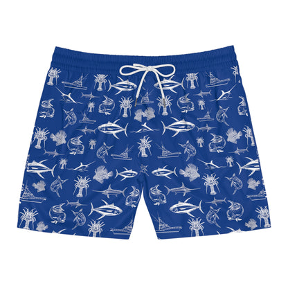 White Sport Fish Swim Trunks