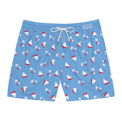 Sailboat & Palm Swim Trunks