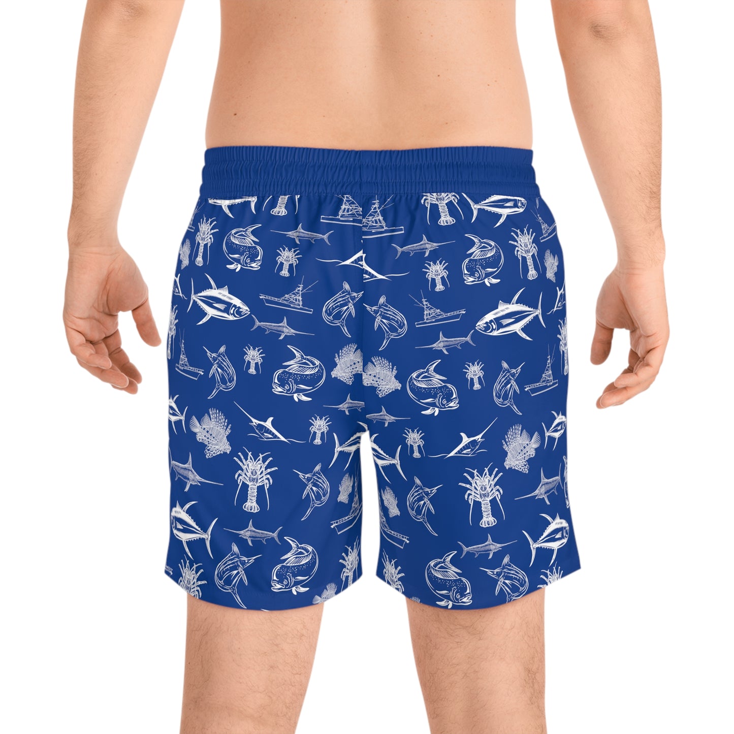 White Sport Fish Swim Trunks